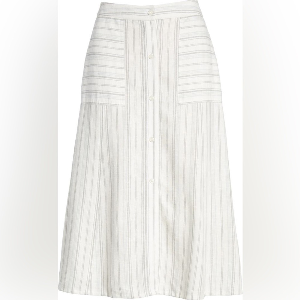 BP. Stripe Linen Blend Midi Skirt -  unbuttons fully open!